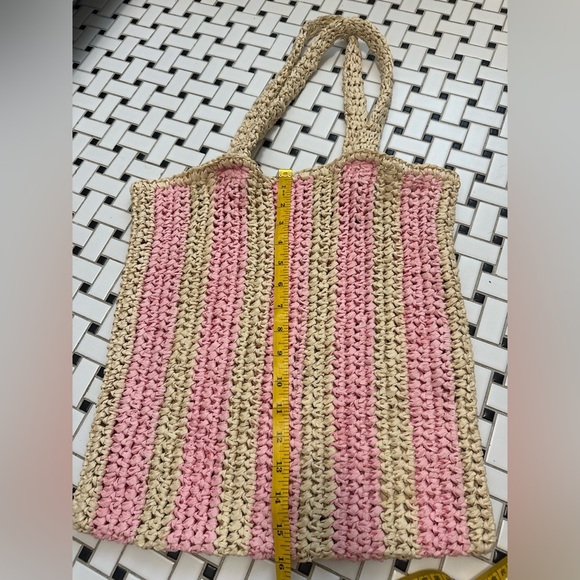 Pink and Tan Woven Tote Bag - Picture 2 of 4